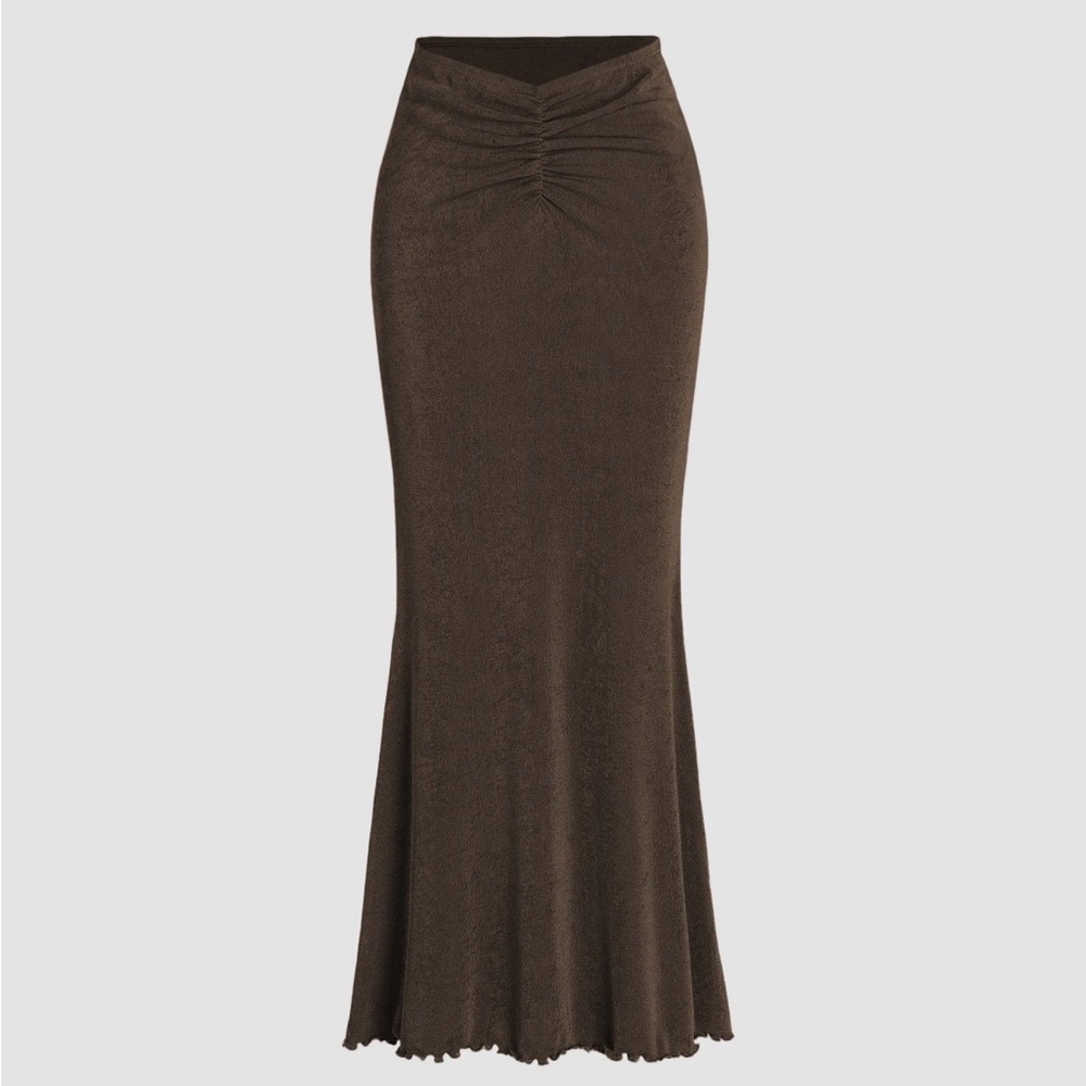 Cider Lettuce Hem Mermaid Maxi Skirt